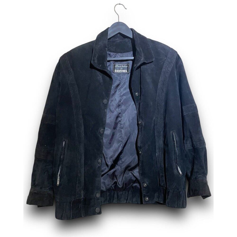 Brenda Velardi For DAVENEL Black Suede Jacket Size‎ Medium Women Pit 22” L 27”